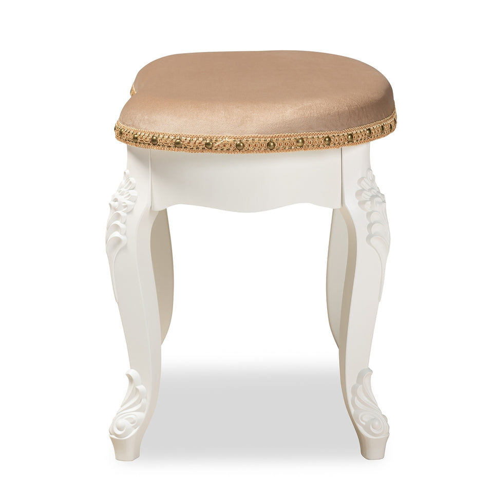 Gabrielle traditional French country provincial vanity ottoman.