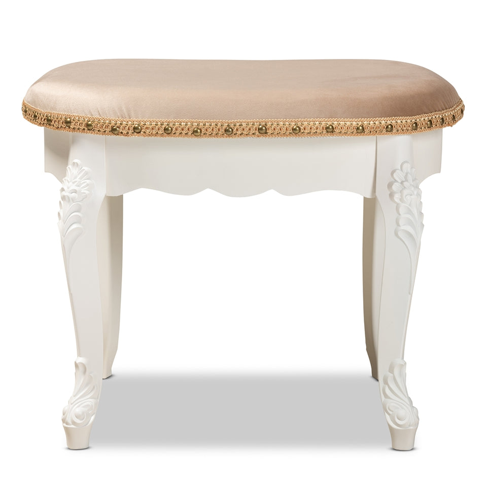 Gabrielle traditional French country provincial vanity ottoman.