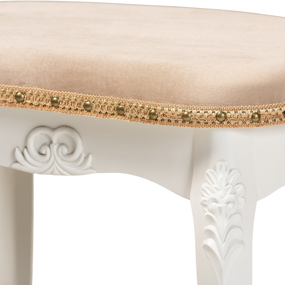 Gabrielle traditional French country provincial vanity ottoman.