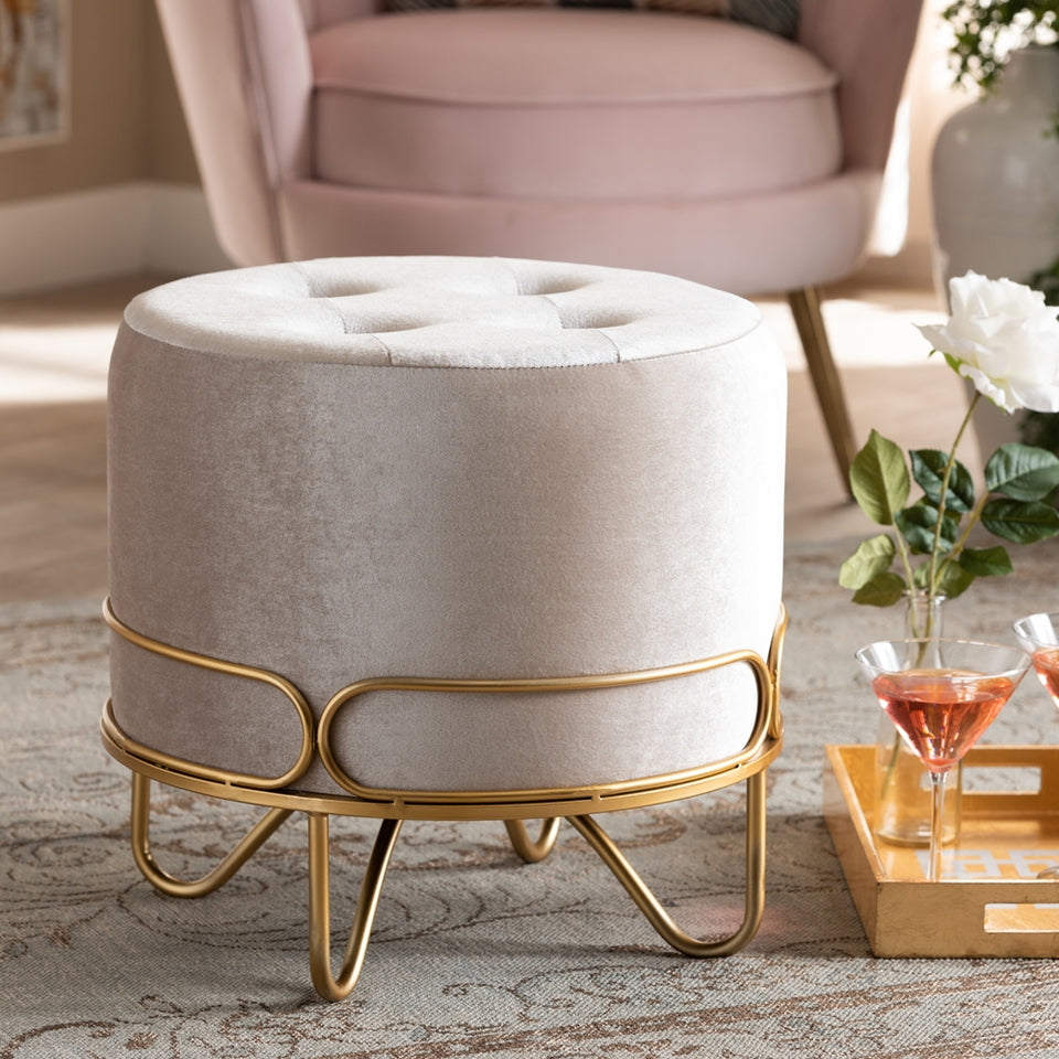 Lucienne glam and luxe metal ottoman.