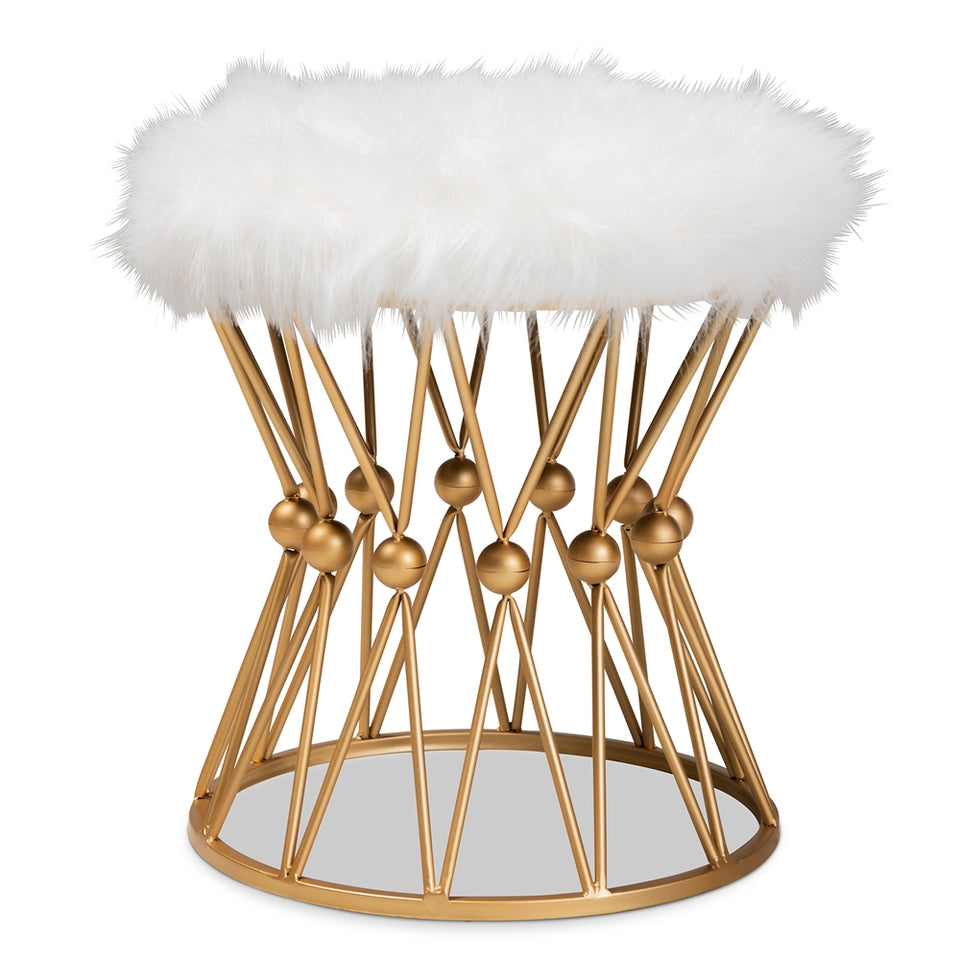 Lionie glam and luxe metal ottoman.