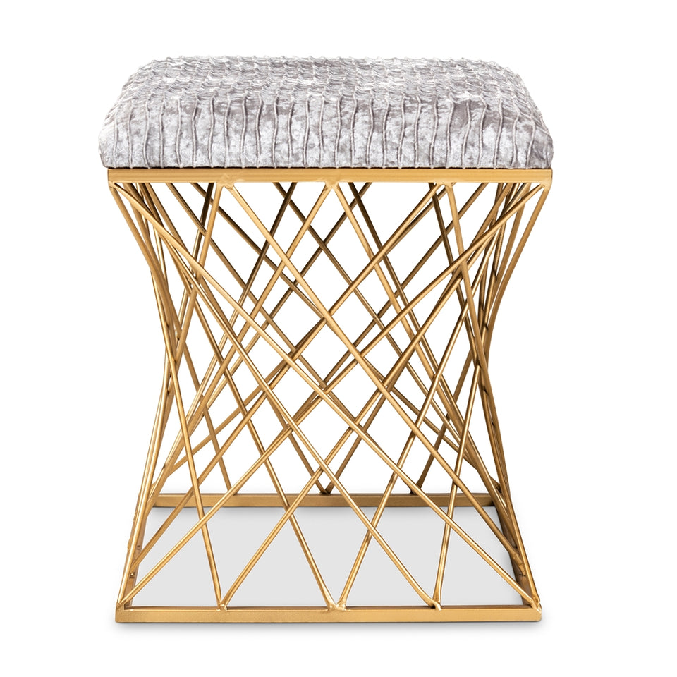 Fiore glam and luxe metal ottoman.
