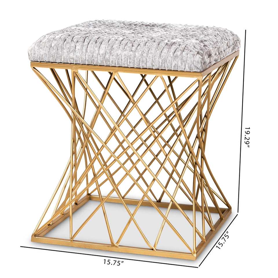 Fiore glam and luxe metal ottoman.