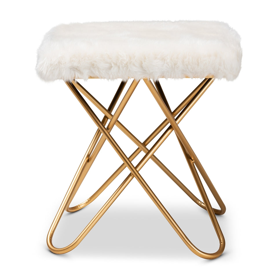 Valle glam and luxe metal ottoman.
