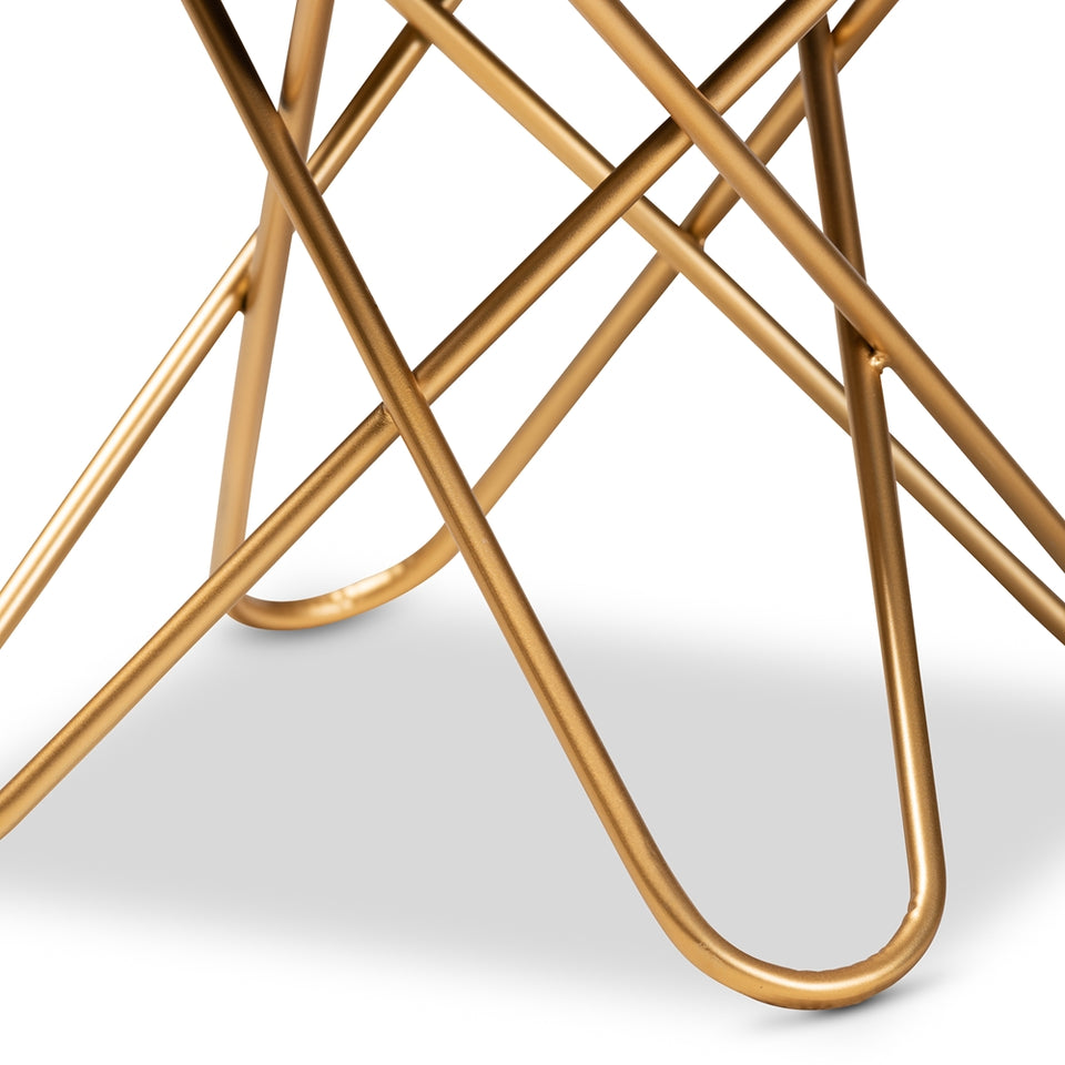 Valle glam and luxe metal ottoman.