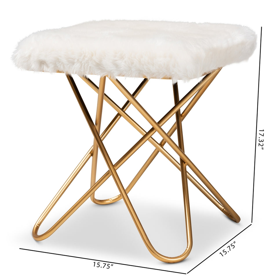 Valle glam and luxe metal ottoman.