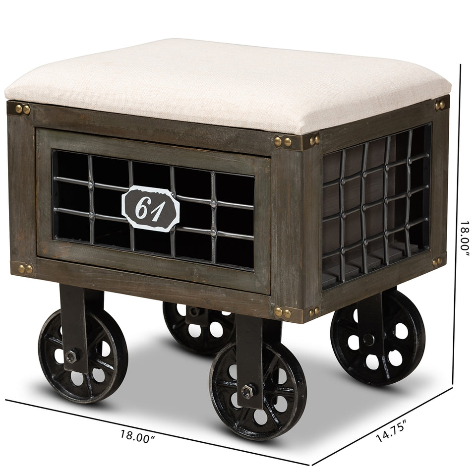 Harley 1-drawer wheeled storage ottoman.