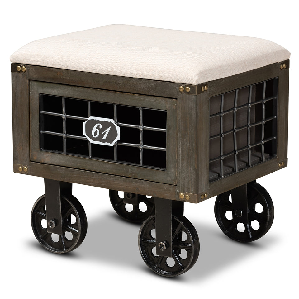 Harley 1-drawer wheeled storage ottoman.