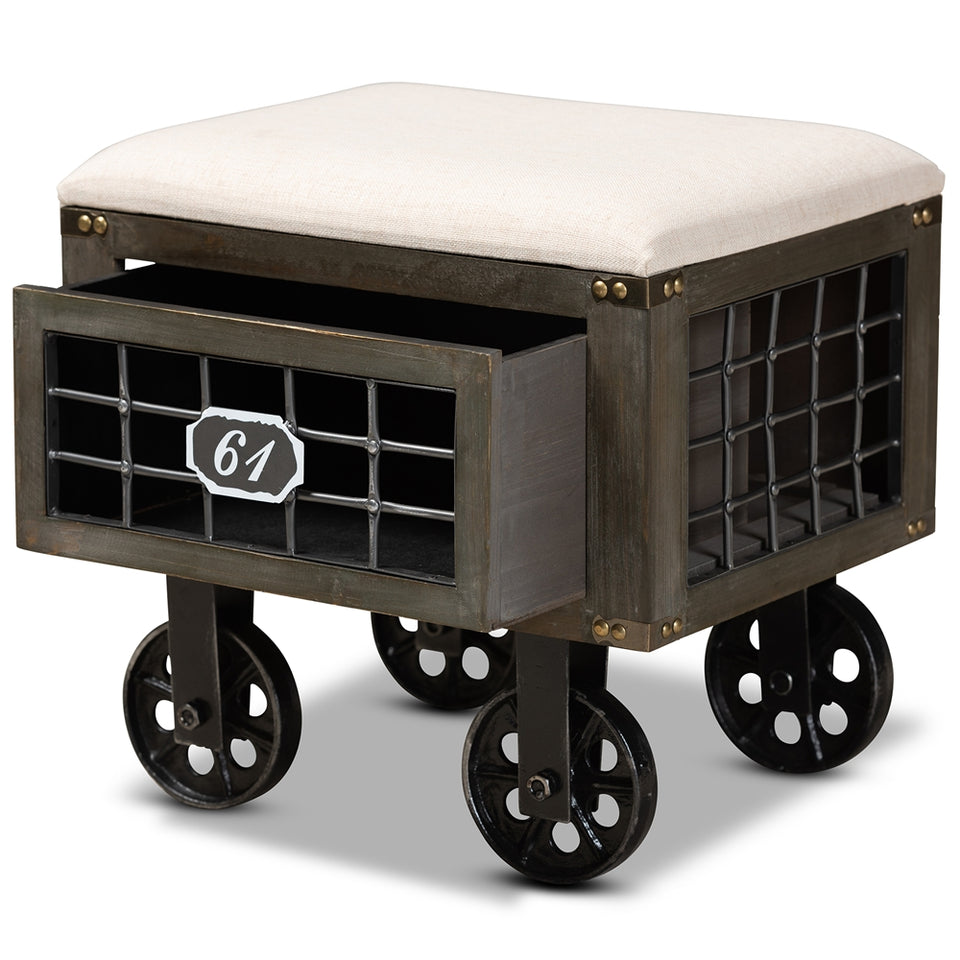 Harley 1-drawer wheeled storage ottoman.