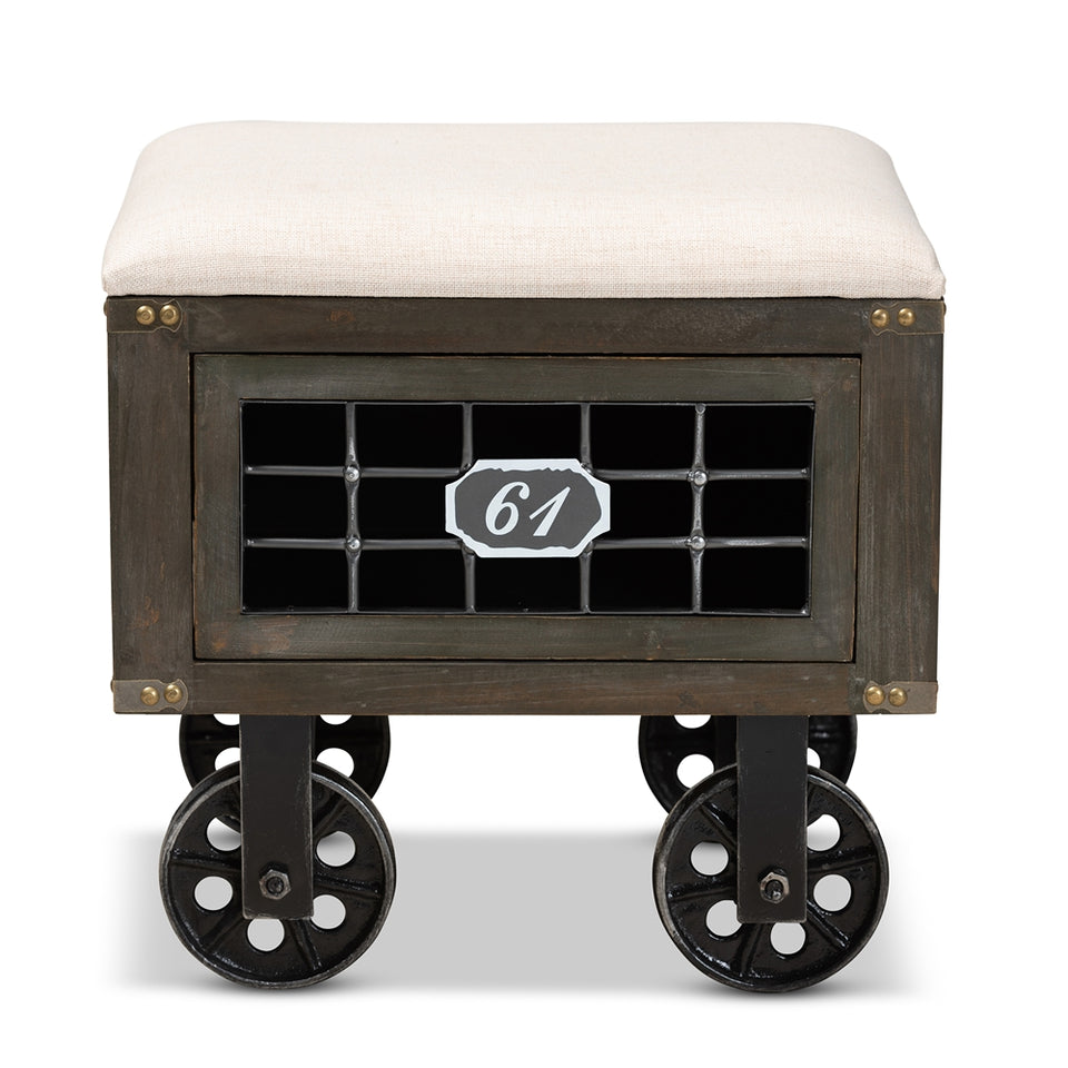 Harley 1-drawer wheeled storage ottoman.