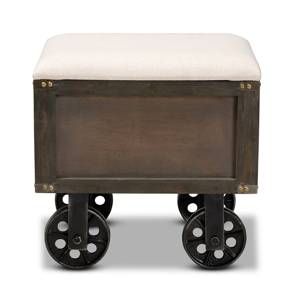 Harley 1-drawer wheeled storage ottoman.