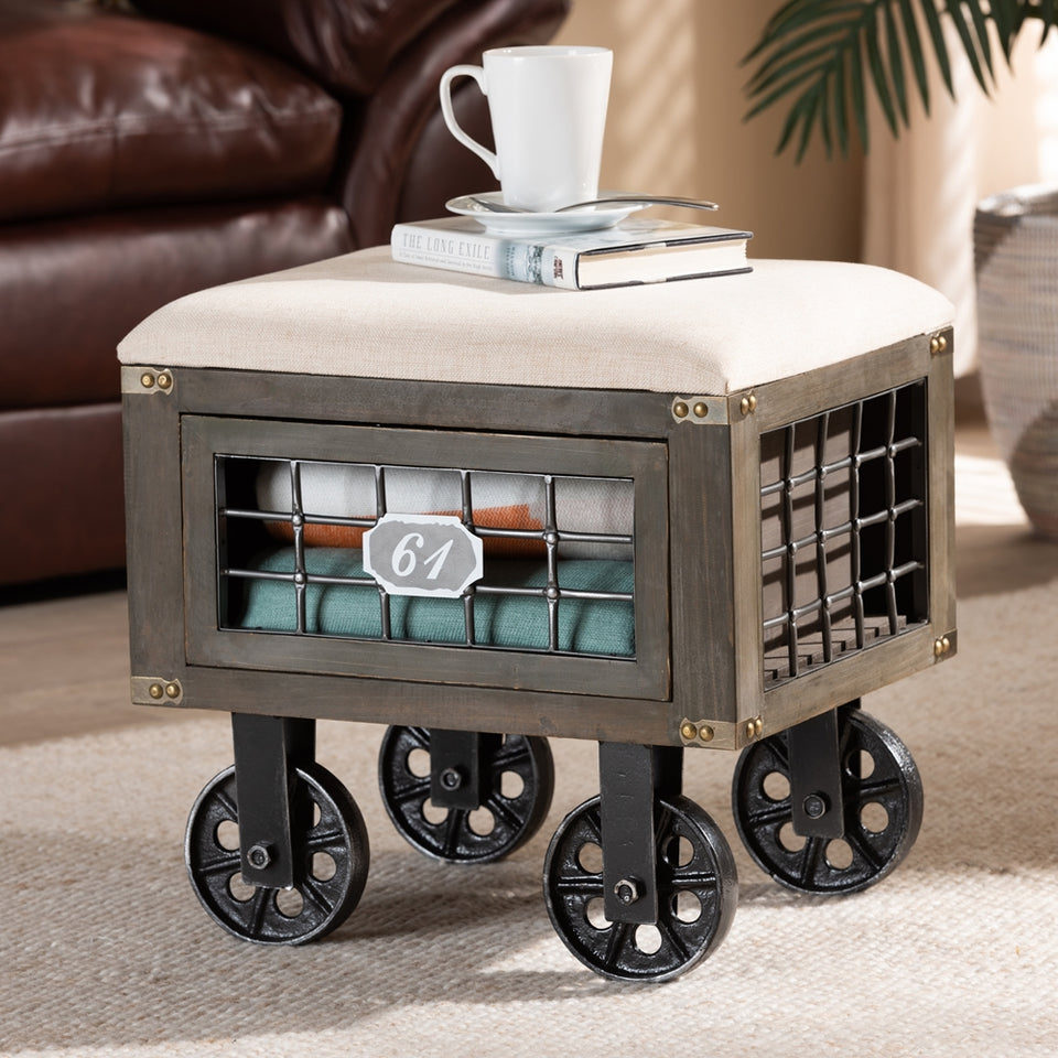 Harley 1-drawer wheeled storage ottoman.