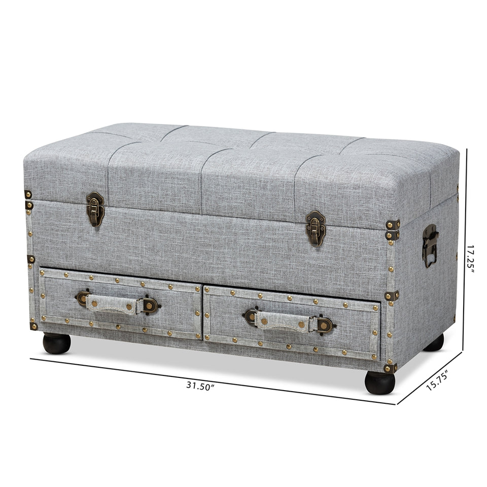 Flynn 2-drawer storage trunk ottoman.