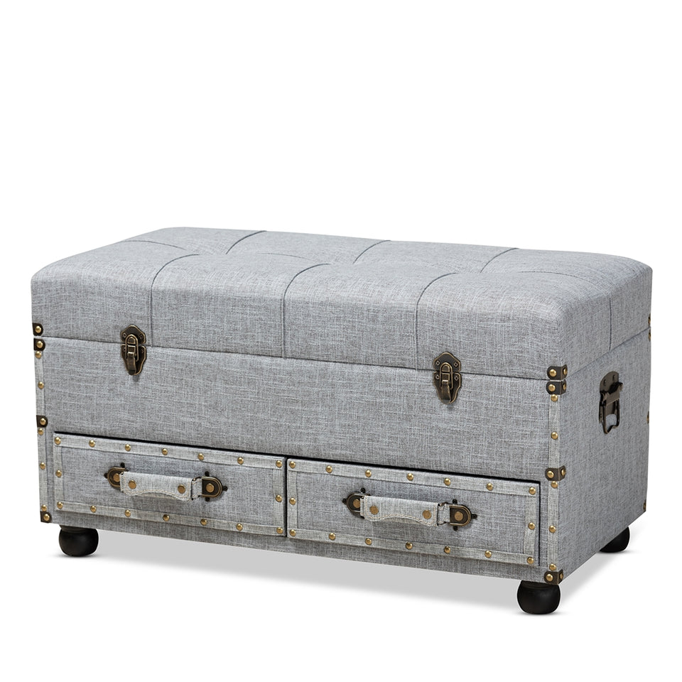 Flynn 2-drawer storage trunk ottoman.