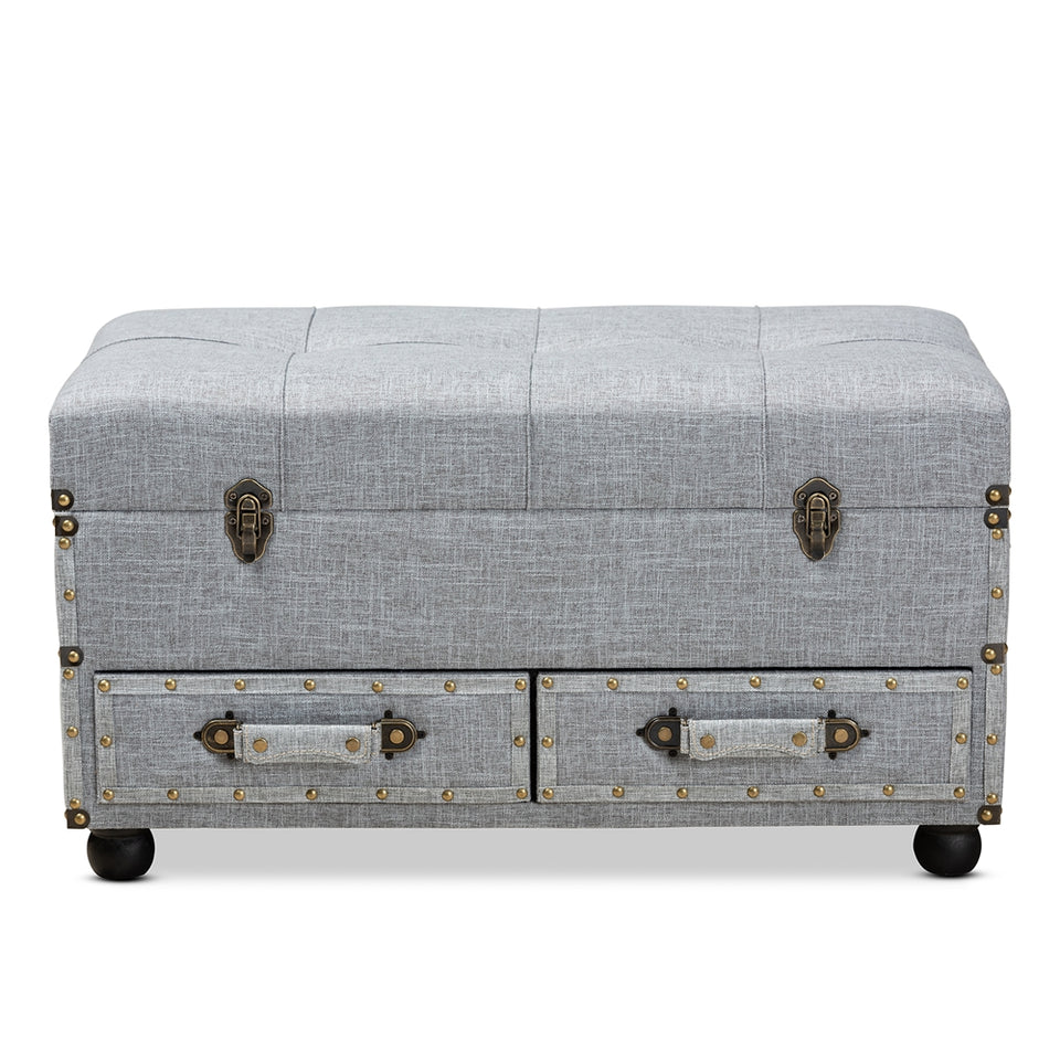 Flynn 2-drawer storage trunk ottoman.