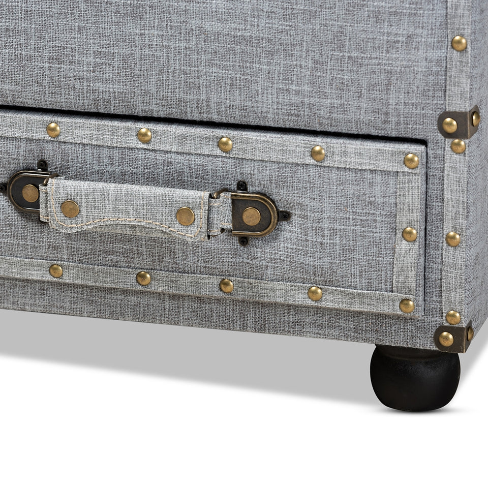 Flynn 2-drawer storage trunk ottoman.