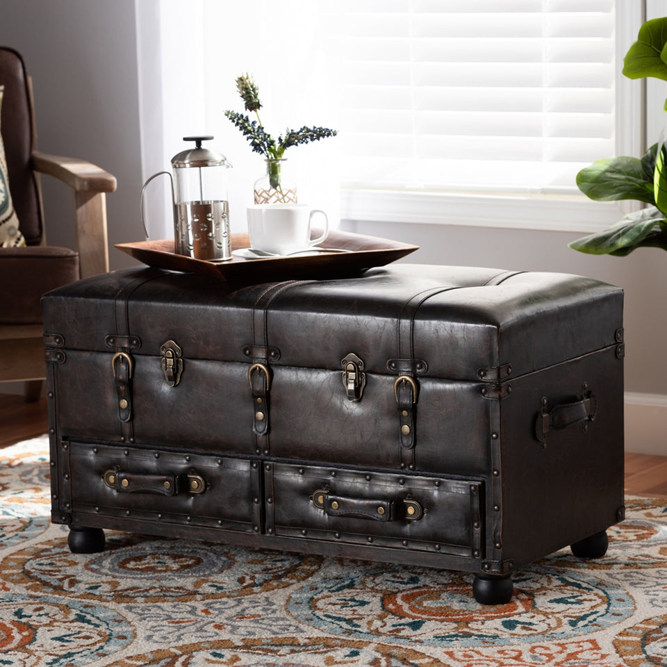 Callum 2-drawer storage trunk ottoman.