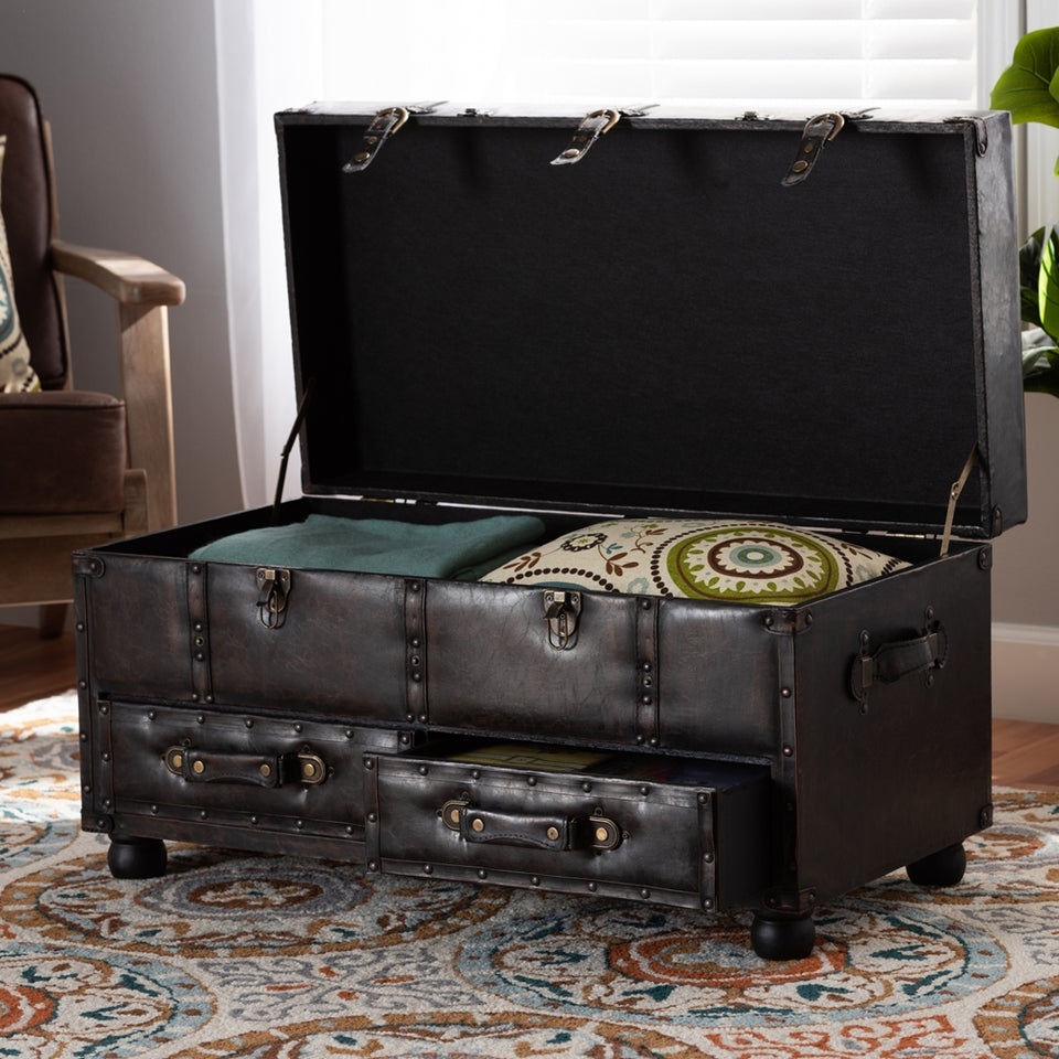 Callum 2-drawer storage trunk ottoman.