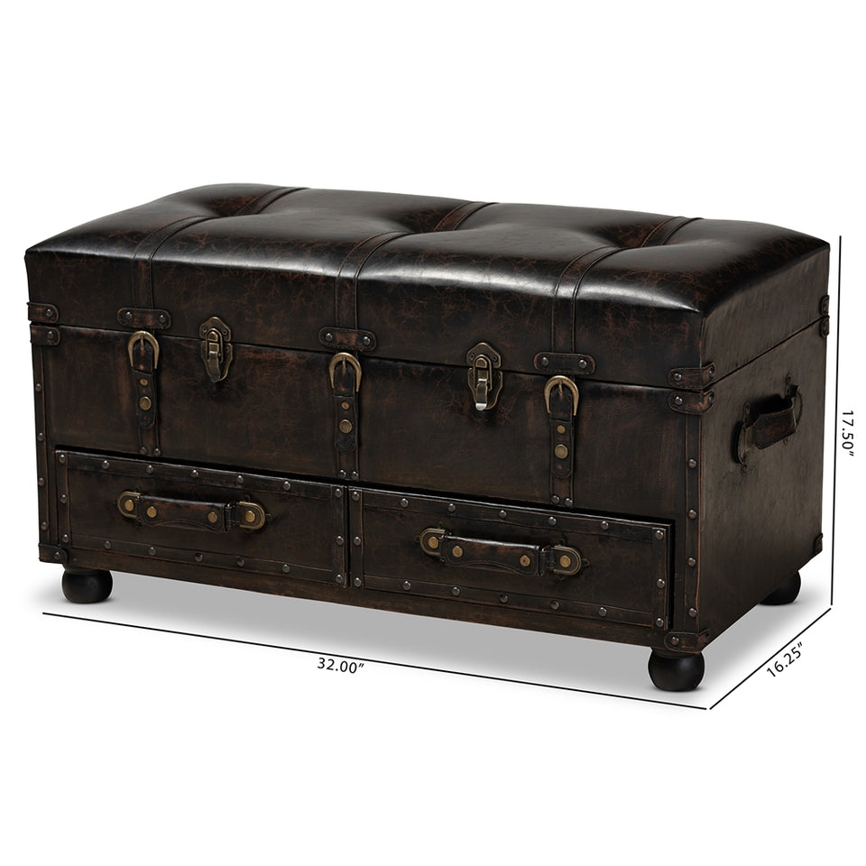 Callum 2-drawer storage trunk ottoman.