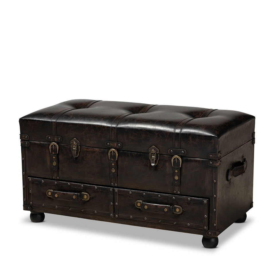 Callum 2-drawer storage trunk ottoman.