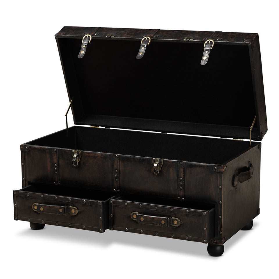 Callum 2-drawer storage trunk ottoman.