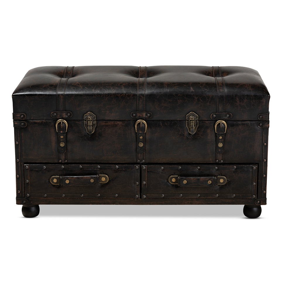Callum 2-drawer storage trunk ottoman.