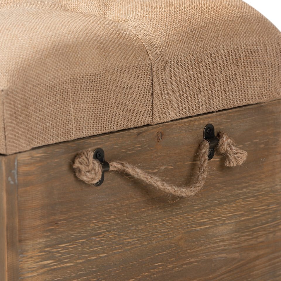Clement rustic transitional farmhouse 2-piece wood spindle storage trunk ottoman set.