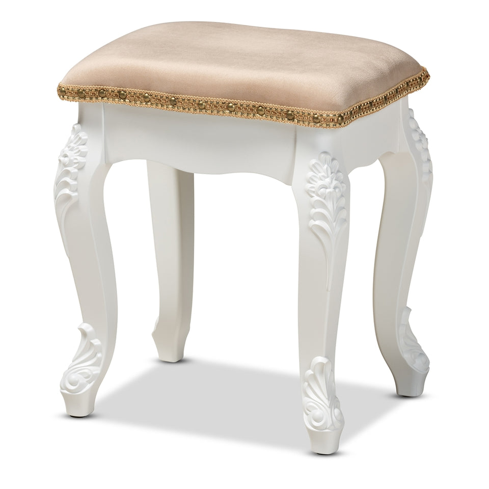 Isabella classic and traditional French ottoman stool.