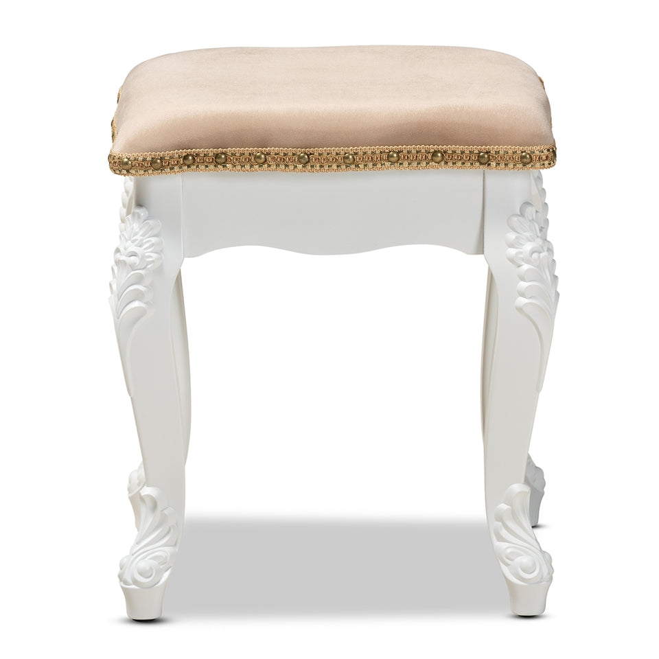 Isabella classic and traditional French ottoman stool.