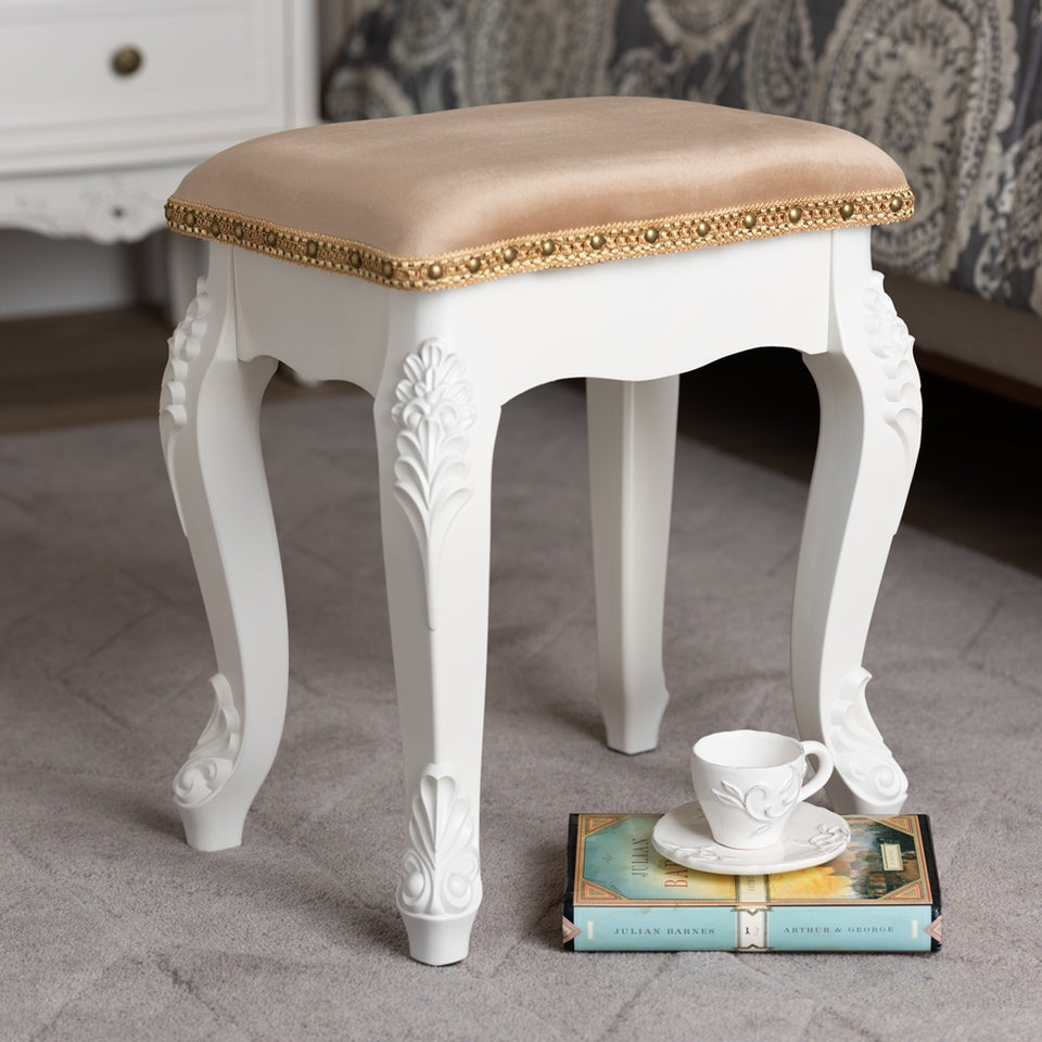 Isabella classic and traditional French ottoman stool.