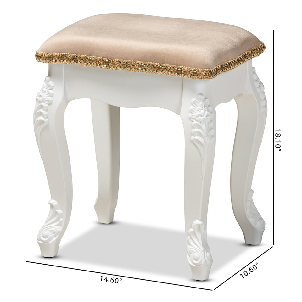 Isabella classic and traditional French ottoman stool.
