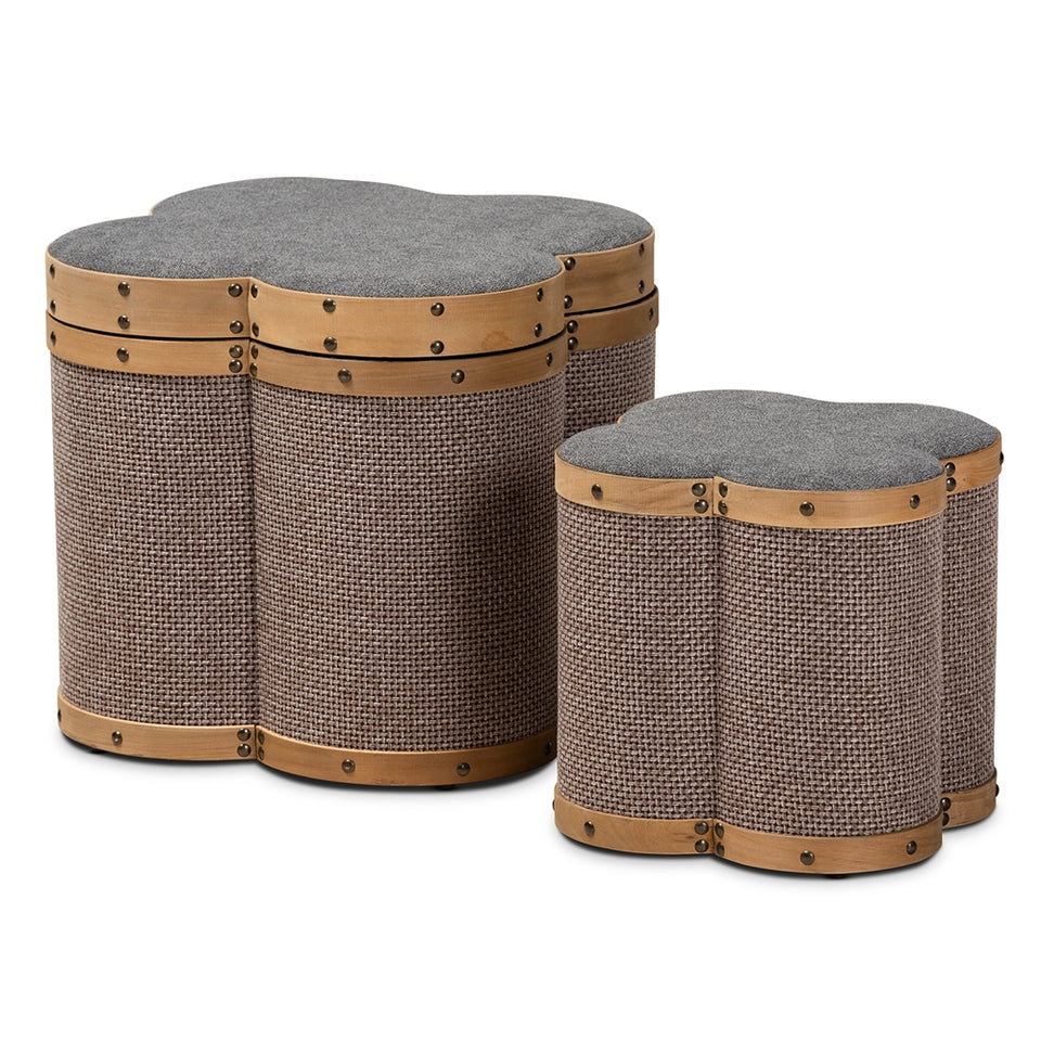 Marilyn 2-piece clover shaped storage ottoman set.