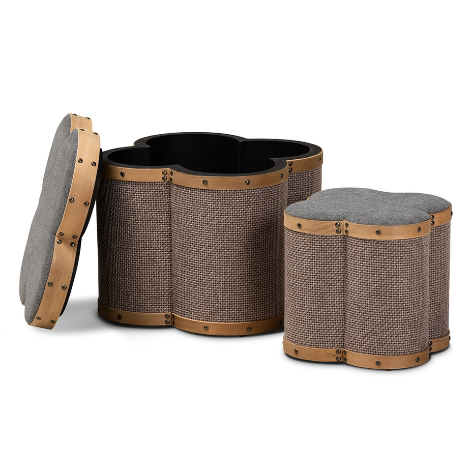 Marilyn 2-piece clover shaped storage ottoman set.
