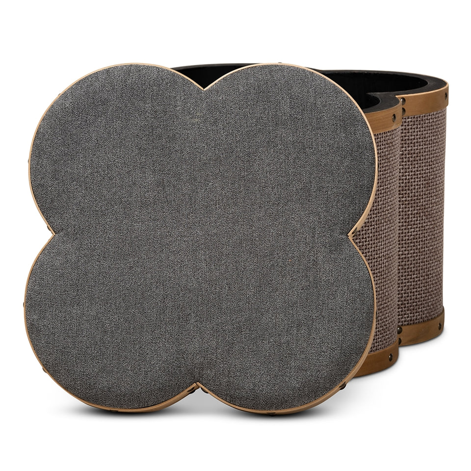 Marilyn 2-piece clover shaped storage ottoman set.
