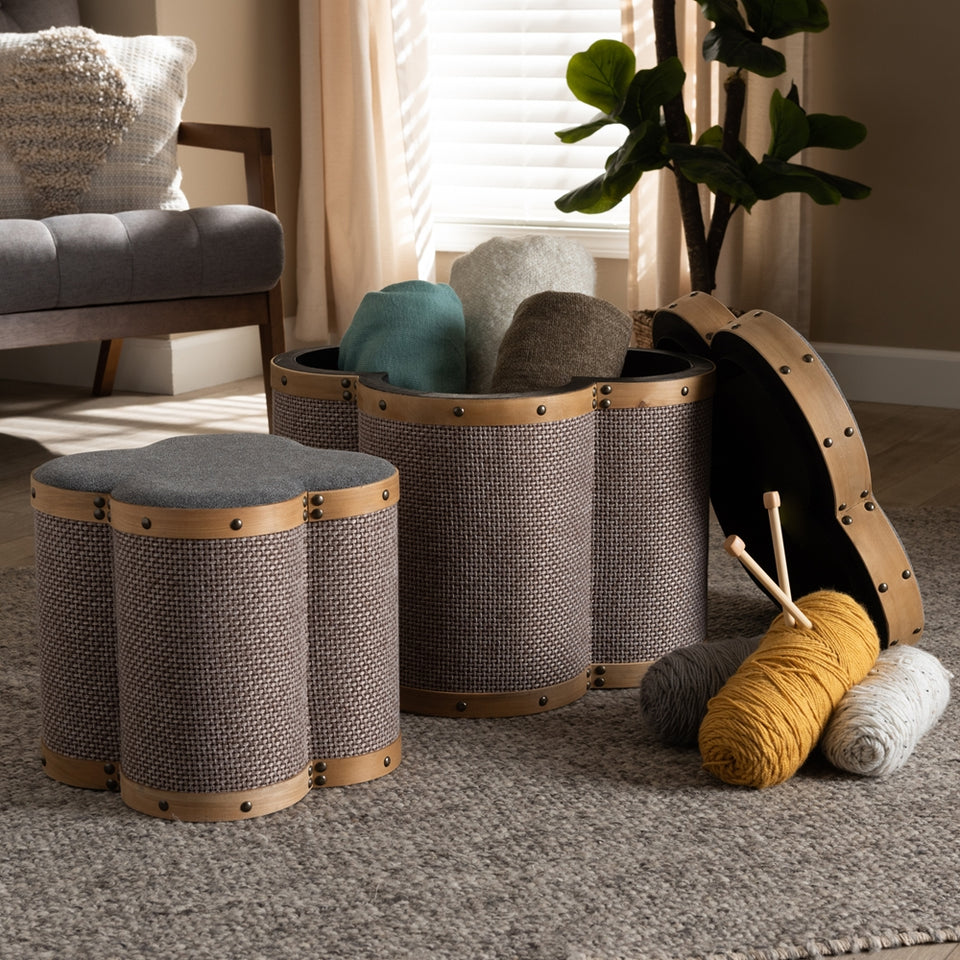 Marilyn 2-piece clover shaped storage ottoman set.