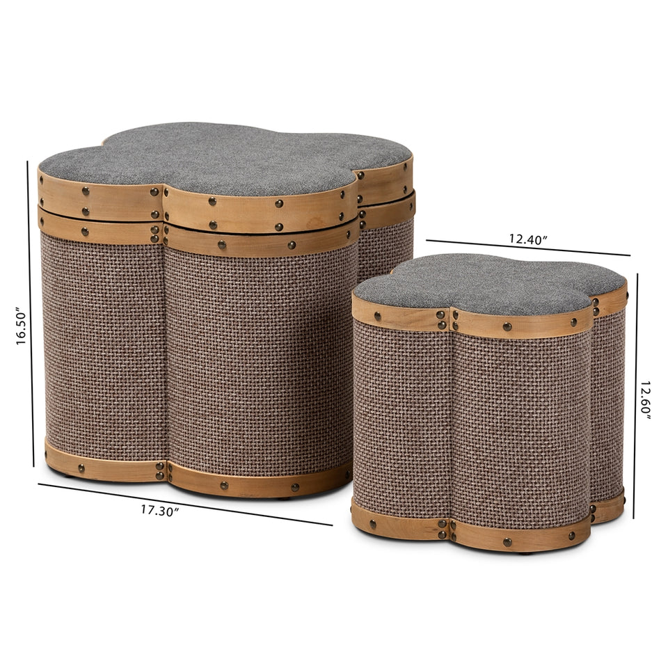 Marilyn 2-piece clover shaped storage ottoman set.