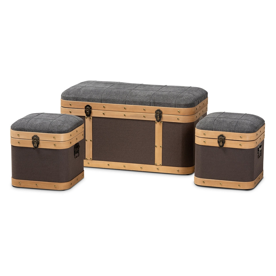 Clarence 3-piece storage ottoman trunk set.