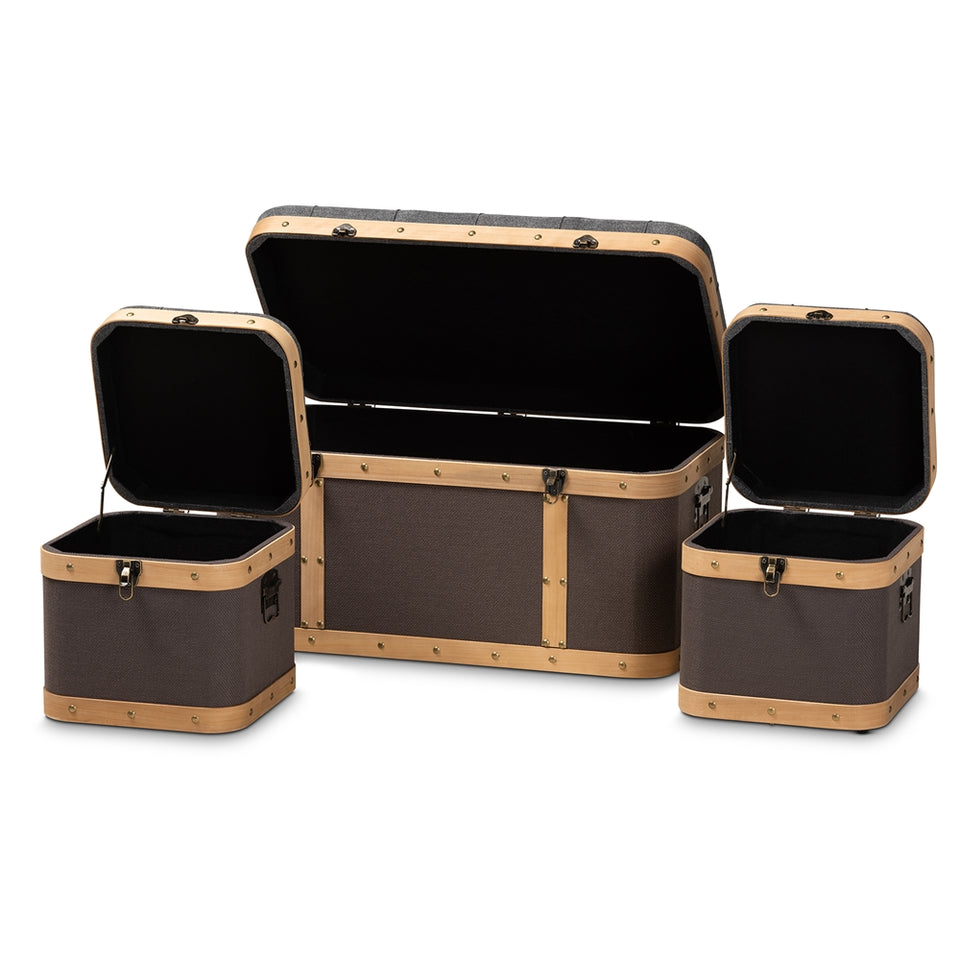 Clarence 3-piece storage ottoman trunk set.