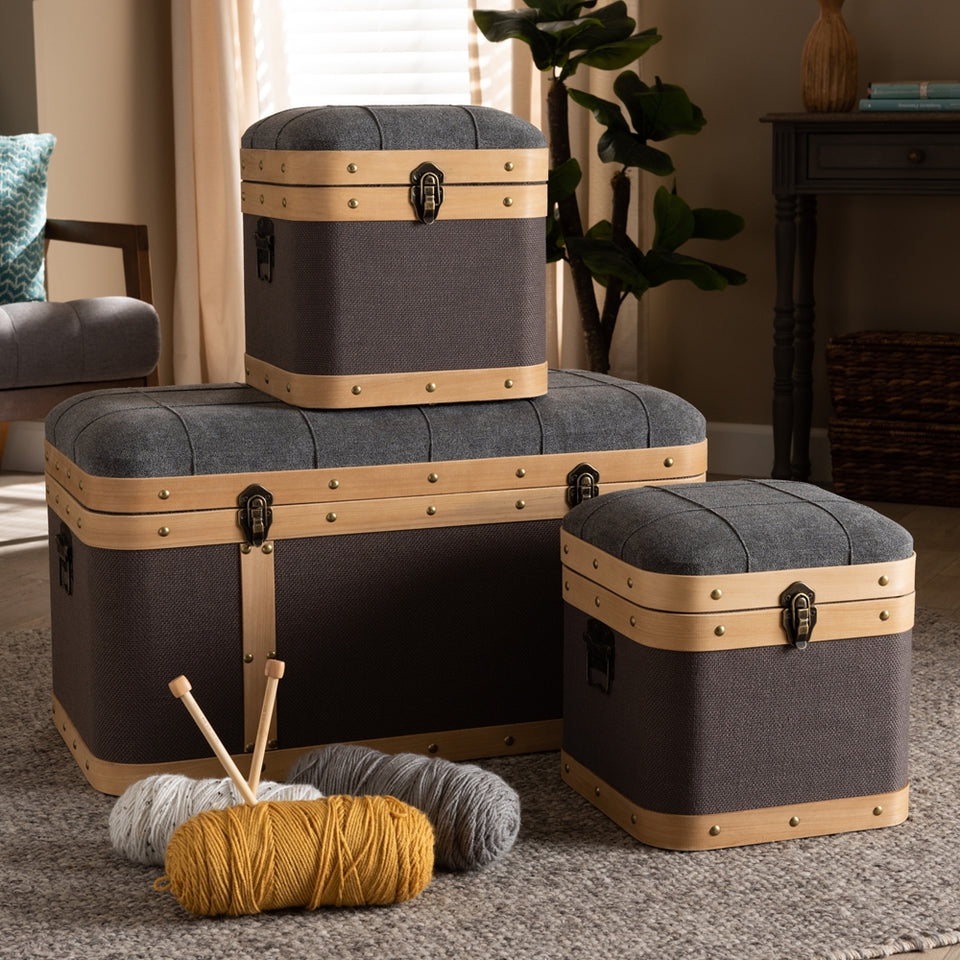 Clarence 3-piece storage ottoman trunk set.