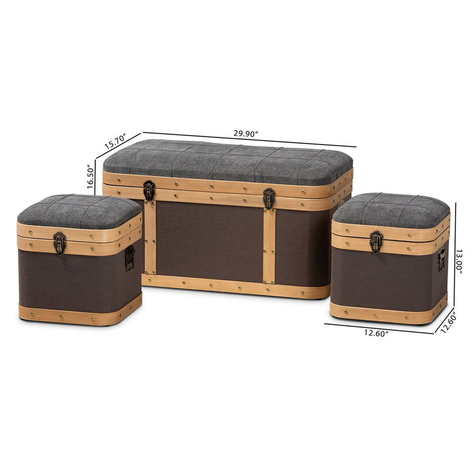 Clarence 3-piece storage ottoman trunk set.