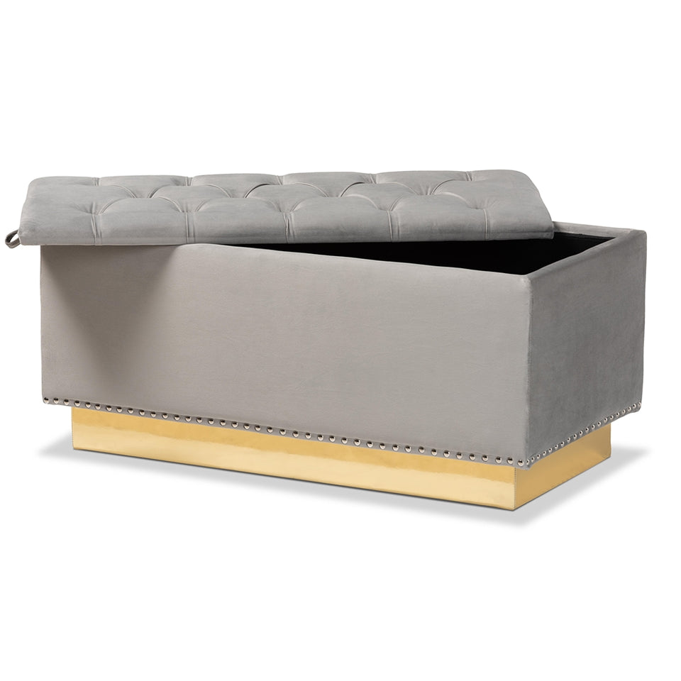 Powell glam and luxe storage ottoman.