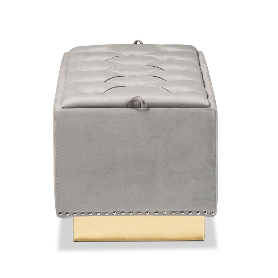 Powell glam and luxe storage ottoman.