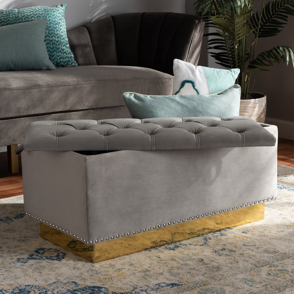 Powell glam and luxe storage ottoman.