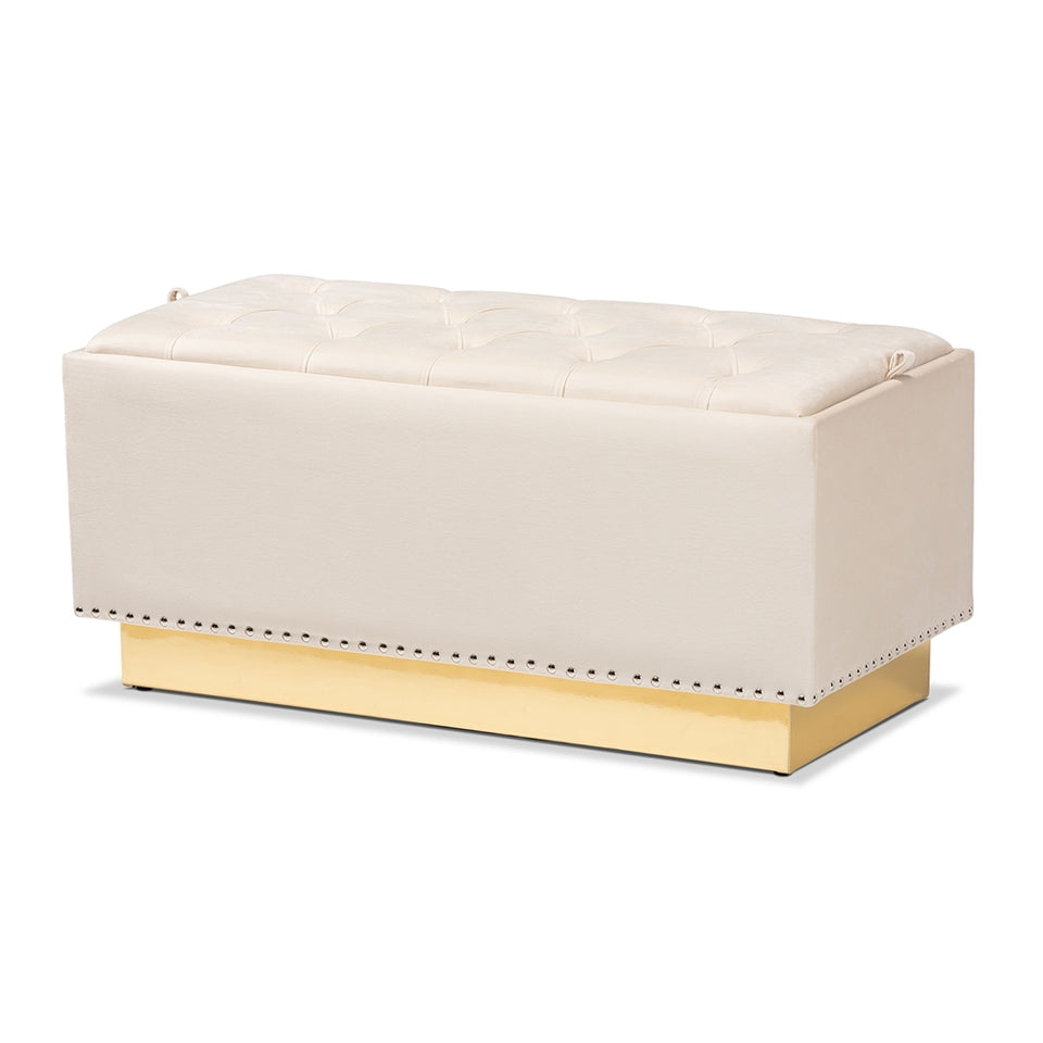 Powell glam and luxe storage ottoman.