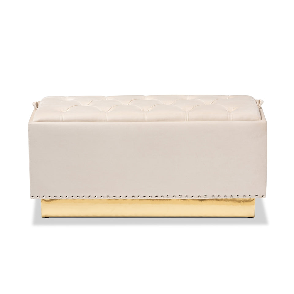 Powell glam and luxe storage ottoman.