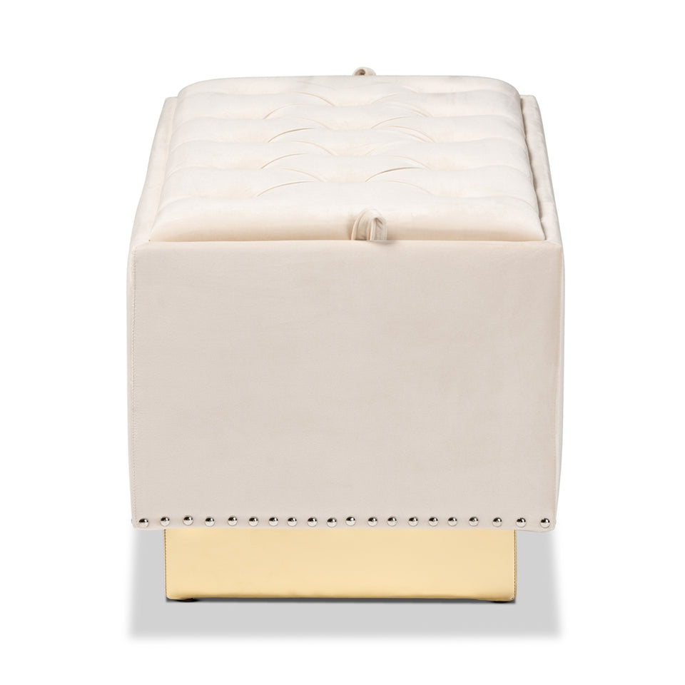Powell glam and luxe storage ottoman.