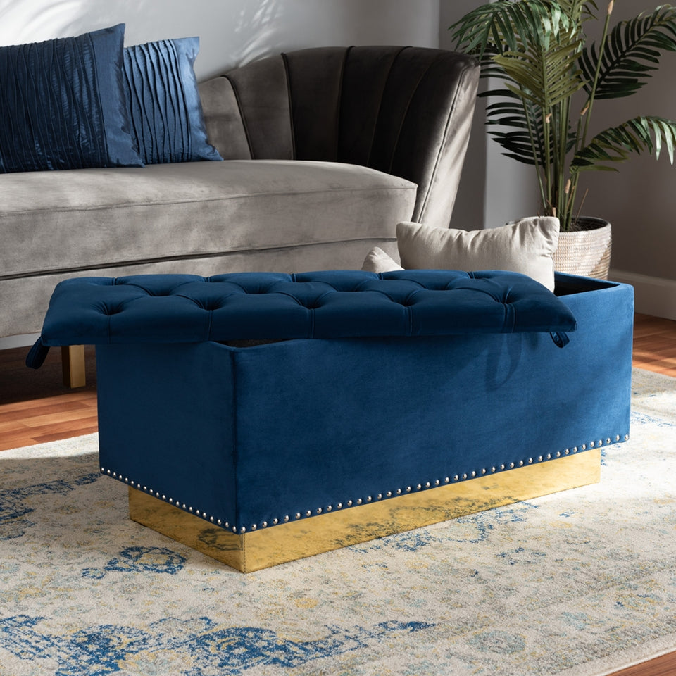 Powell glam and luxe storage ottoman.