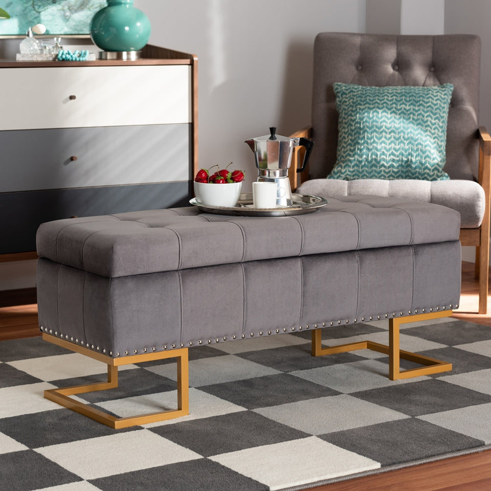 Ellery luxe and glam storage ottoman.