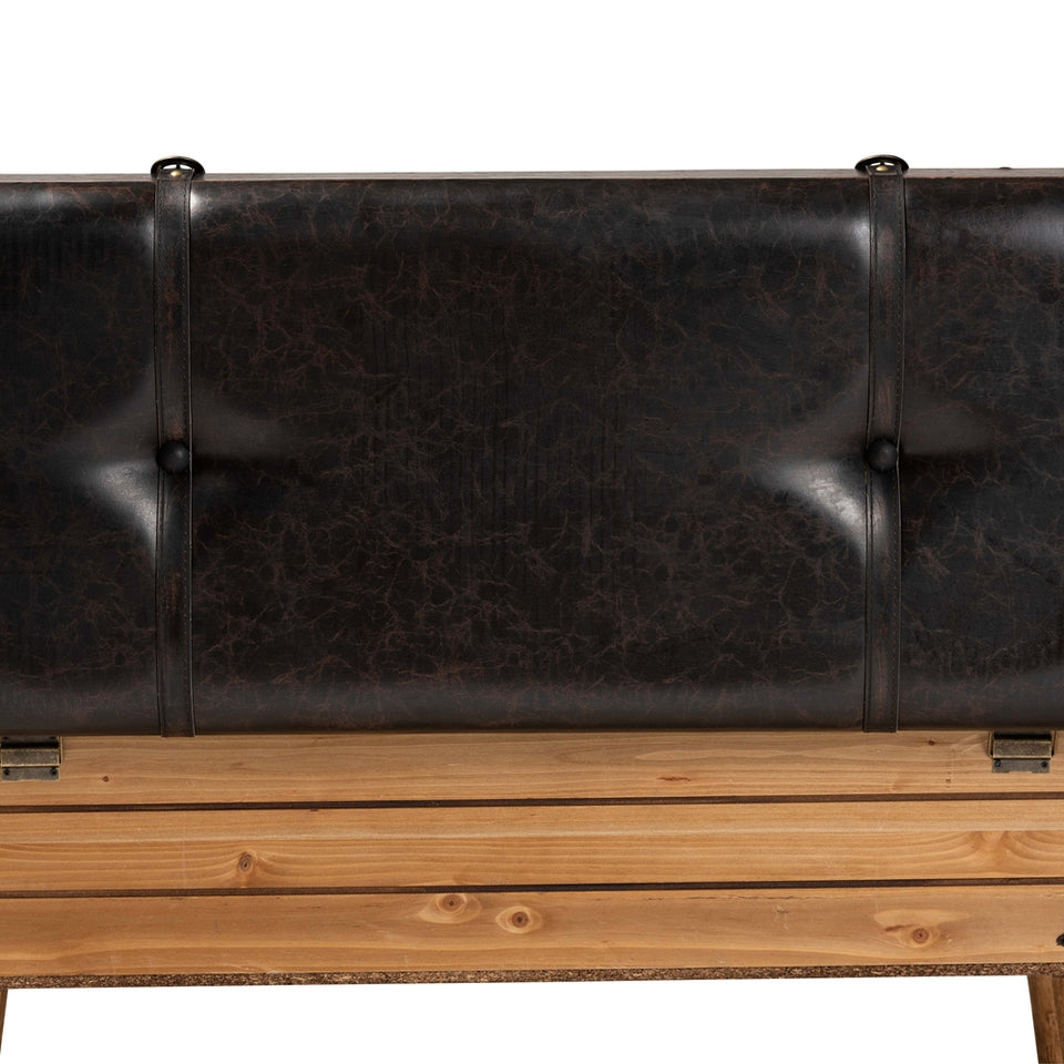 Amena Large rustic transitional storage ottoman.