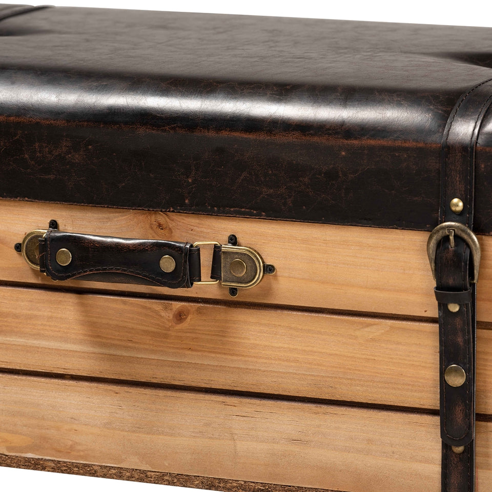 Amena Large rustic transitional storage ottoman.
